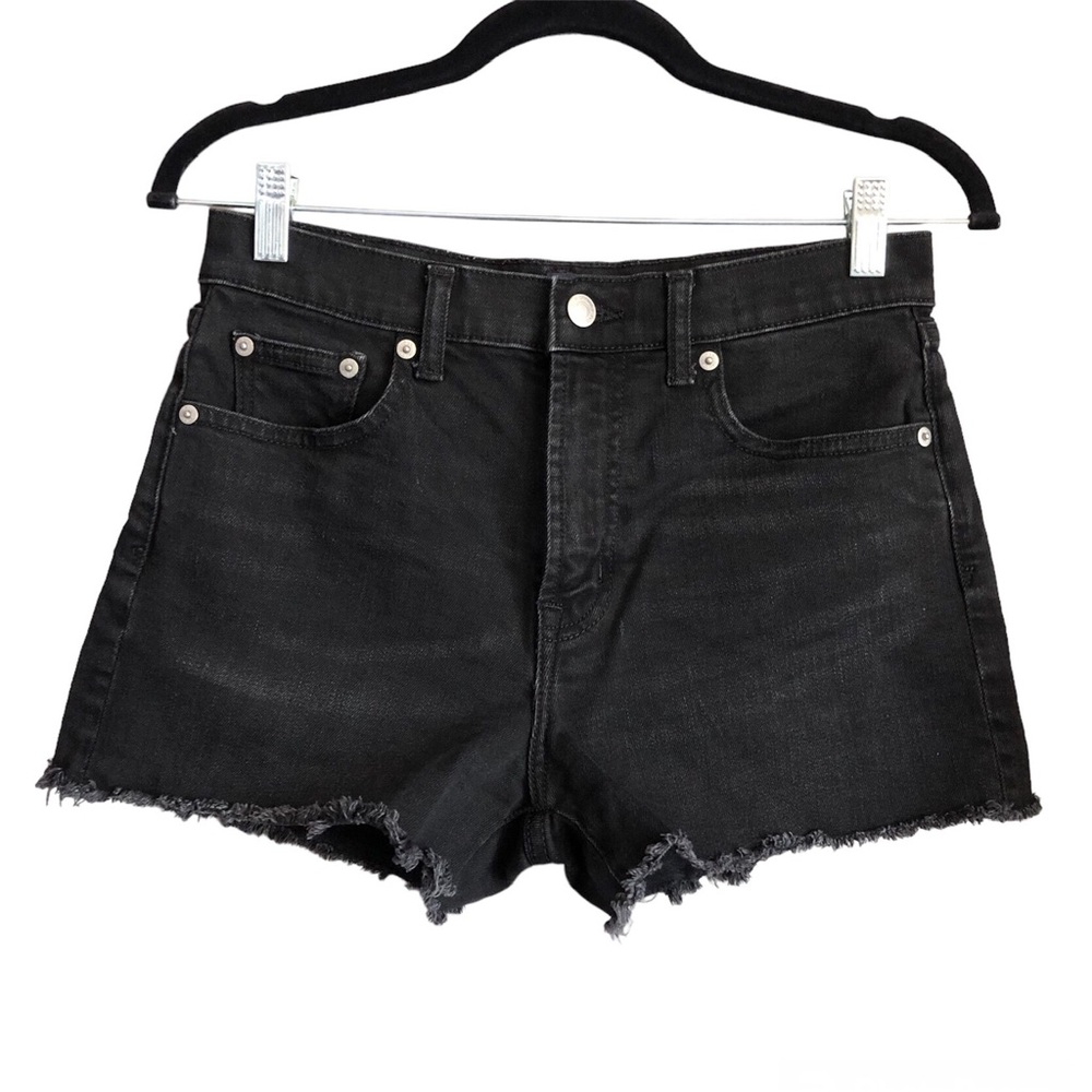 Gap 3” Raw Hem High Rise Cutoff Black Denim Shorts